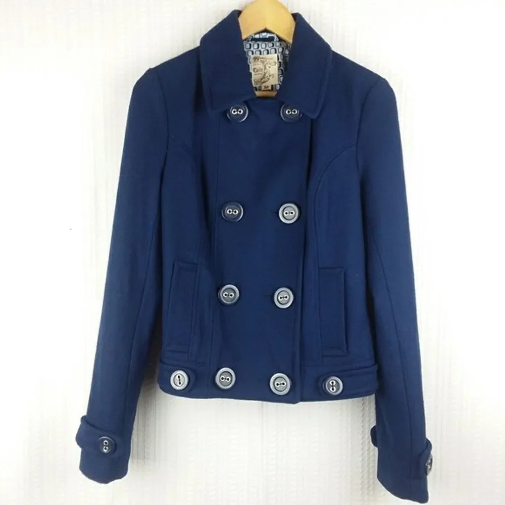 Tulle | Navy Blue Military Double Breasted Jacket Medium